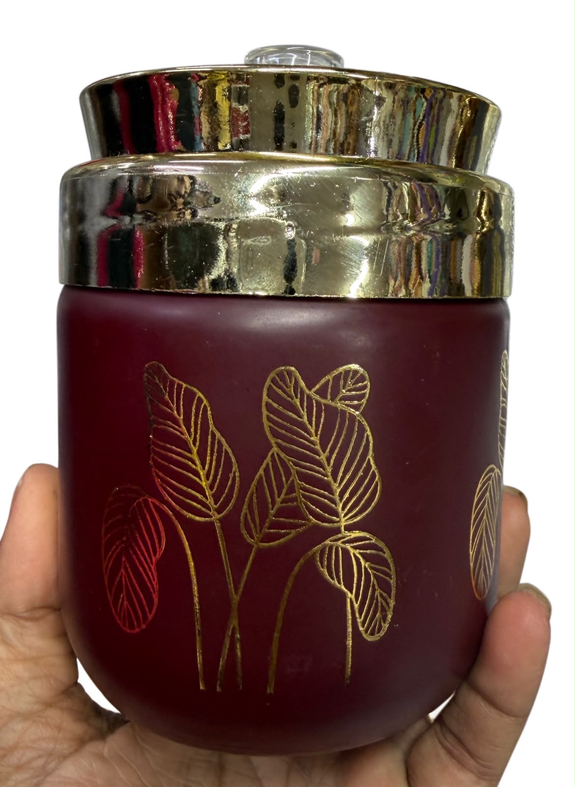 Gold Rim Matte Ceramic Jar